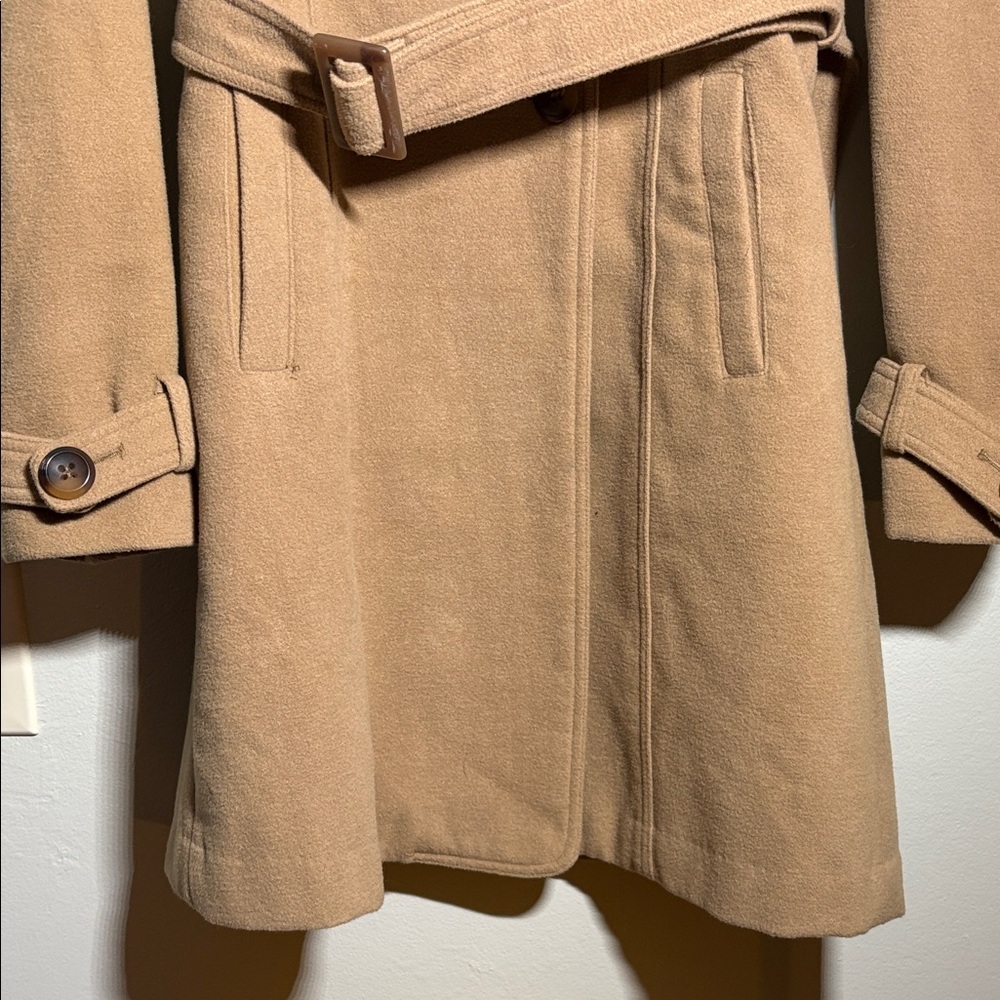 Steve Madden faux wool Women's Tan Double-Breasted winter trench coat S - Picture 4 of 8